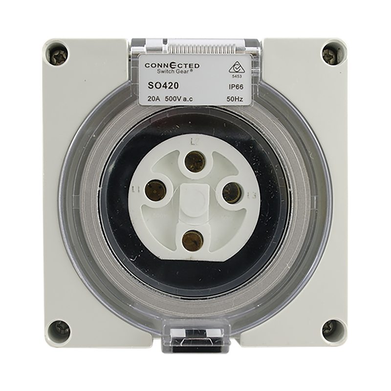 IP66 Socket Outlet 20A 500V AC 4 Pin