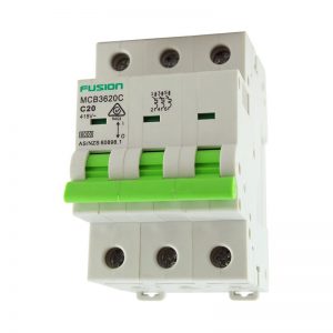 20A 3 Pole Circuit Breaker 6kA C Curve mcb3620c