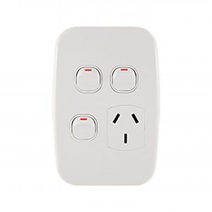 Single Power Point with Two Extra Switches Vertical 10A | LUNA Series