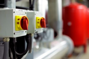 Industrial isolator switches mounted in a plant room