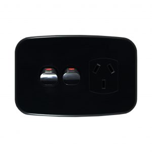 Single Power Outlet with Extra Switch 10A 250V AC BLACK LUNA