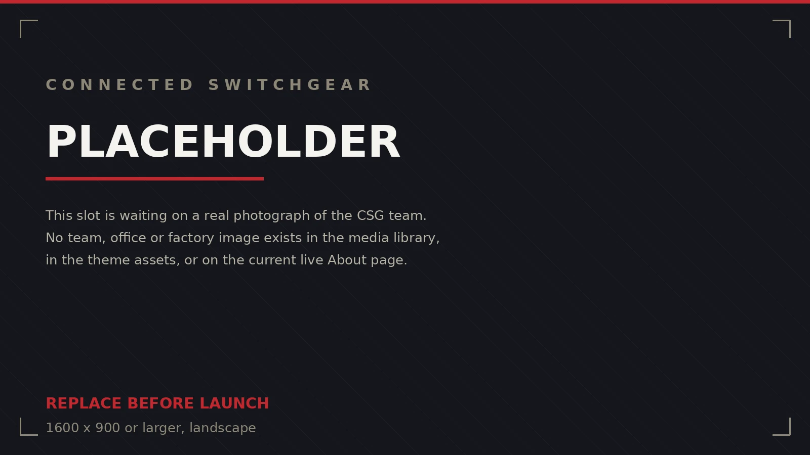 Placeholder graphic marking where a photograph of the Connected Switchgear team will go.