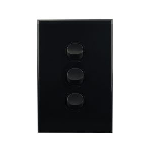 Light Switch 3 Gang BLACK 10amp 250V AC BASIX S Series