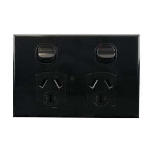 15A Double GPO Black 250V AC BASIX S Series