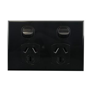 Double Pole Power Outlet Black 10A 250V AC | BASIX S