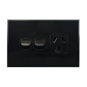 Single GPO with Extra Switch Black 10A 250V AC | BASIX S Series