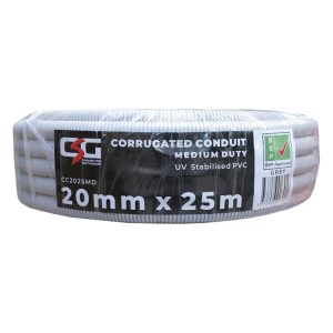 20mm Corrugated Conduit Medium Duty 25M Roll Grey