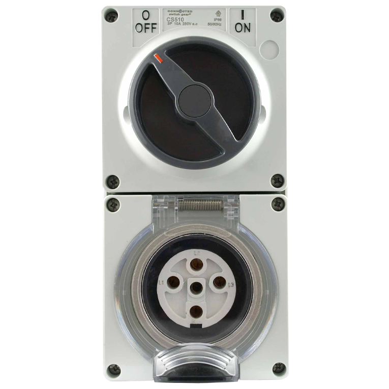 Switch Socket Outlet 40A 500V AC 5 Pin IP66