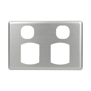 Stainless Steel Cover Plate Double Power Point | Suits BASIX S Series
