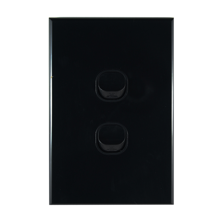 GEO Series 2 Gang Light Switch BLACK 10A 240V AC