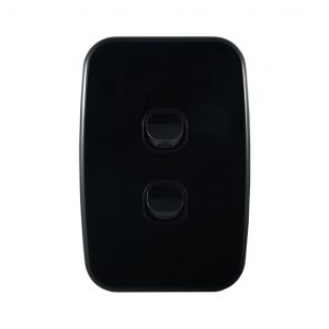 Light Switch 2 Gang Vertical Black 10A | LUNA Series