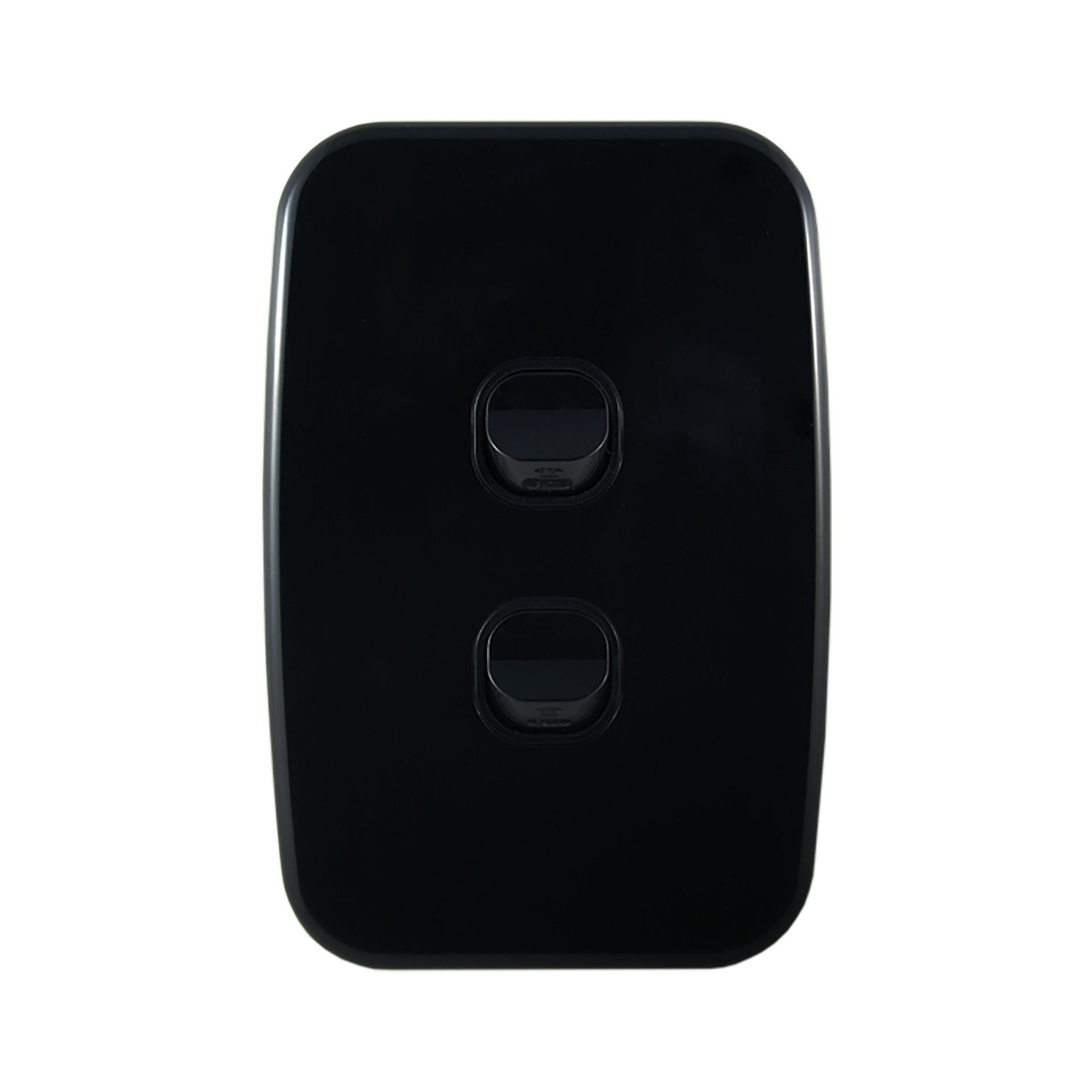 Light Switch 2 Gang Vertical Black 10A | LUNA Series