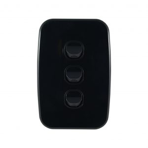 Light Switch 3 Gang Vertical Black 10A | LUNA Series
