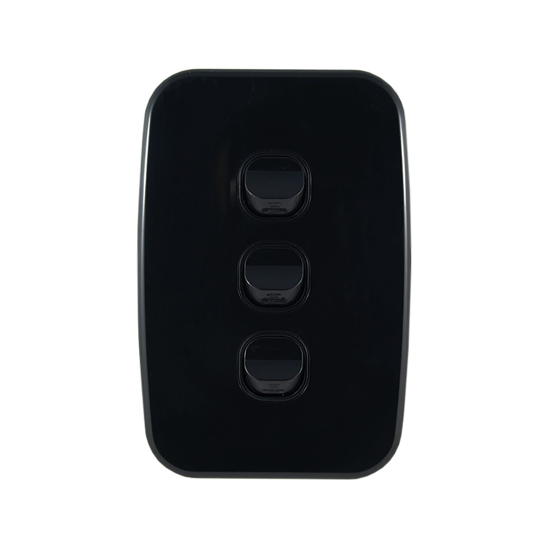 Light Switch 3 Gang Vertical Black 10A | LUNA Series