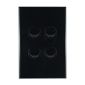 GEO Series 4 Gang Light Switch BLACK 10A 250V AC