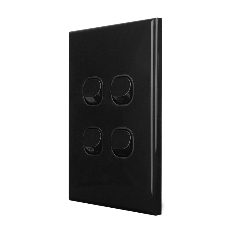 Light Switch 4 Gang - VERTICAL BLACK - Image 2