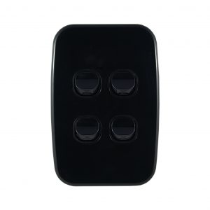 Light Switch 4 Gang Vertical Black 10A | LUNA Series