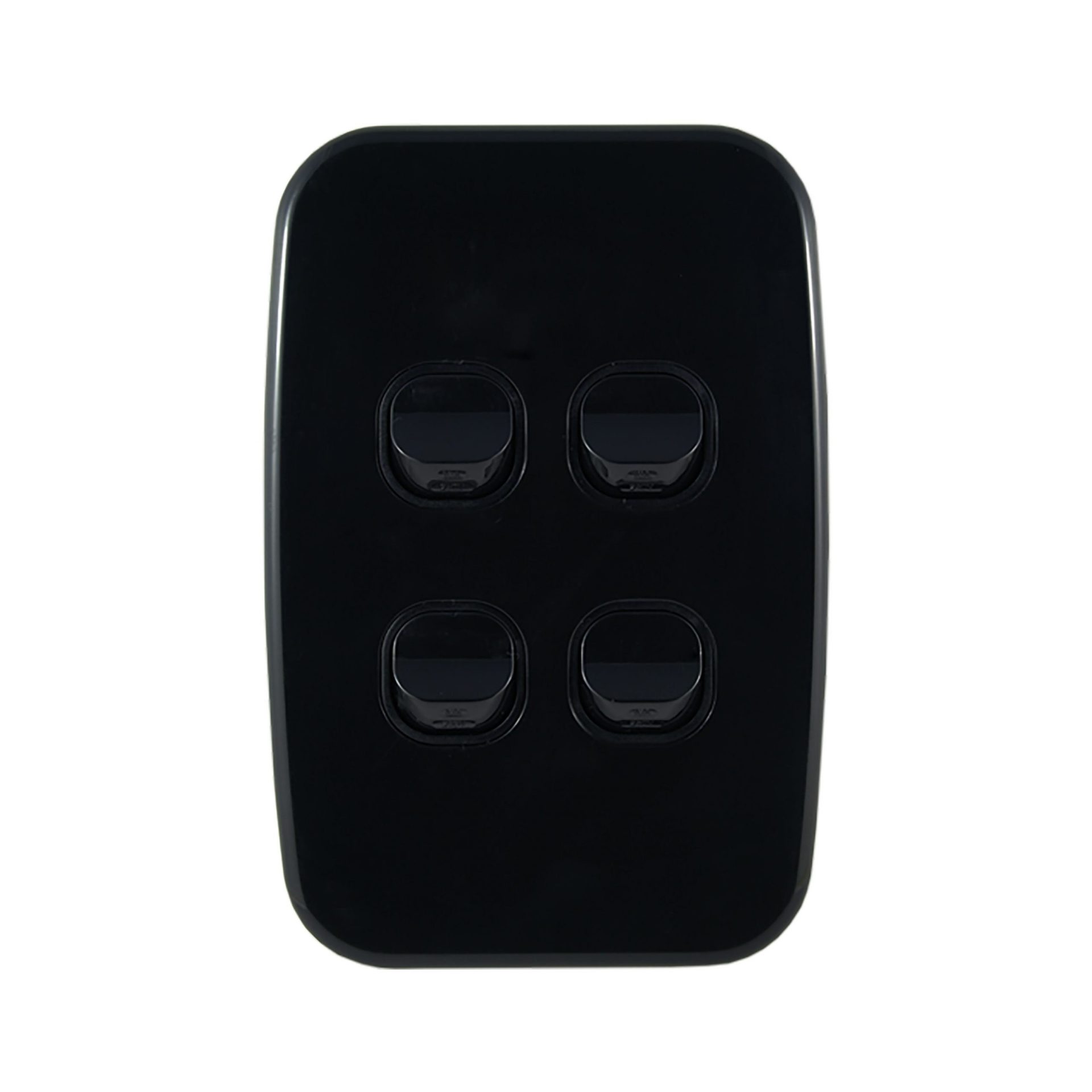 Light Switch 4 Gang Vertical Black 10A | LUNA Series