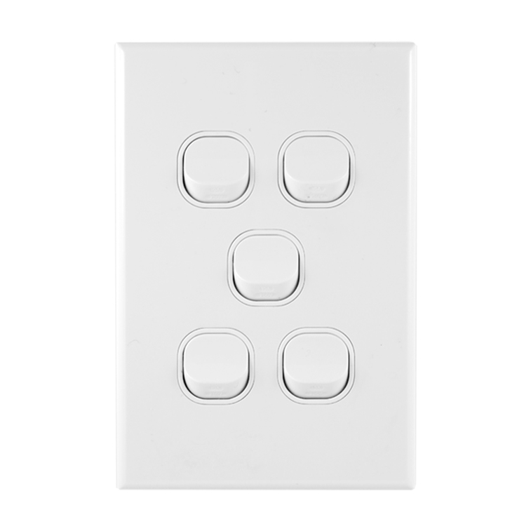 GEO Series 5 Gang Light Switch 10A 250V AC