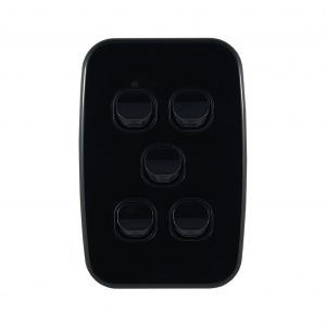 Light Switch 5 Gang Vertical Black 10A | LUNA Series