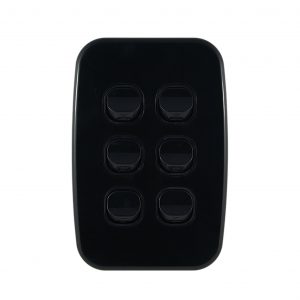 Light Switch 6 Gang Vertical Black 10A | LUNA Series