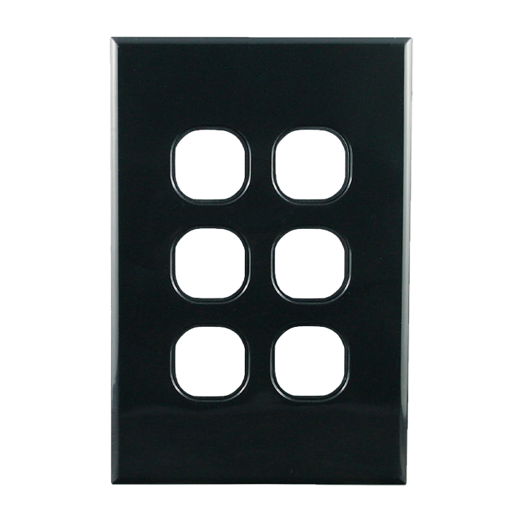 Grid Plate 6 Gang BLACK