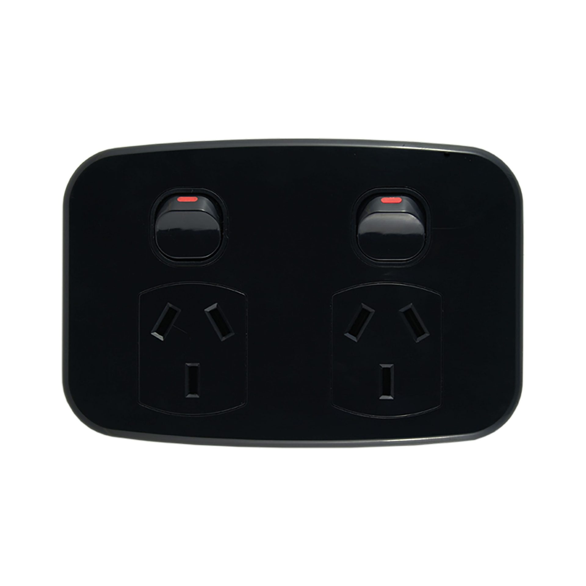 LUNA Series Double Power Point 10A 250V AC BLACK