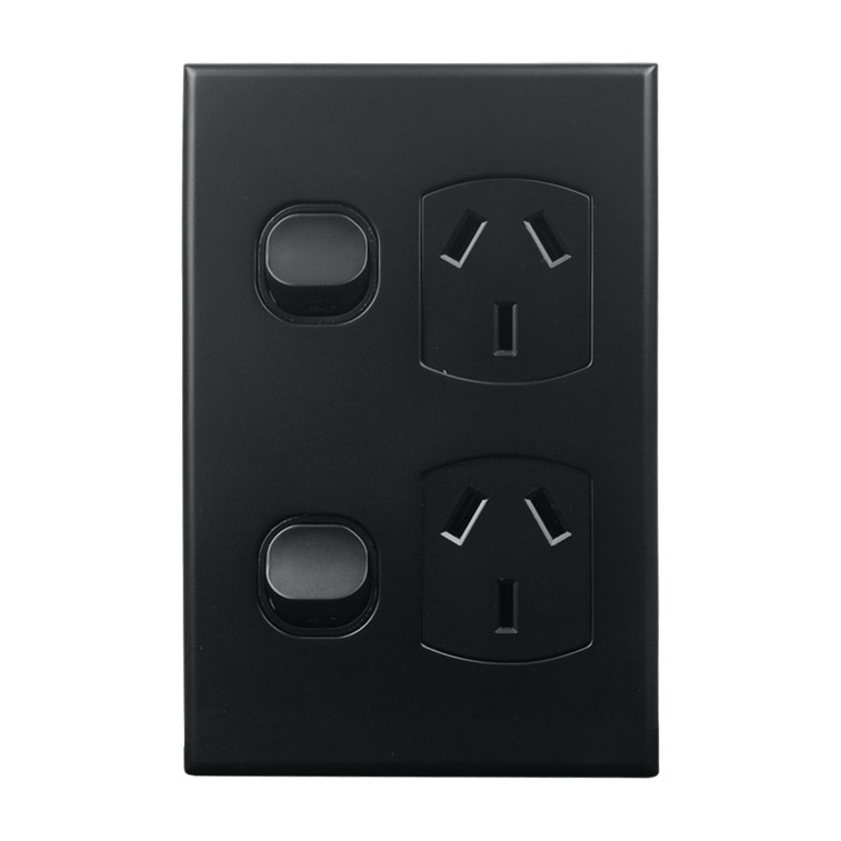 vertical double power point matte black
