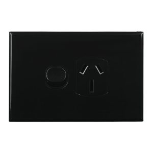 Slimline Single GPO 10A Black | GEO Series
