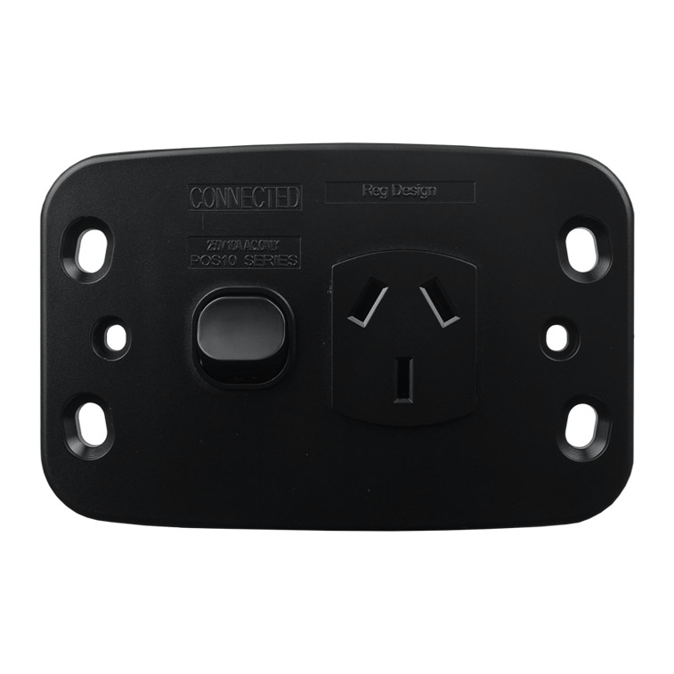 Single Power Point 10A 250V AC - MATTE BLACK - Image 3