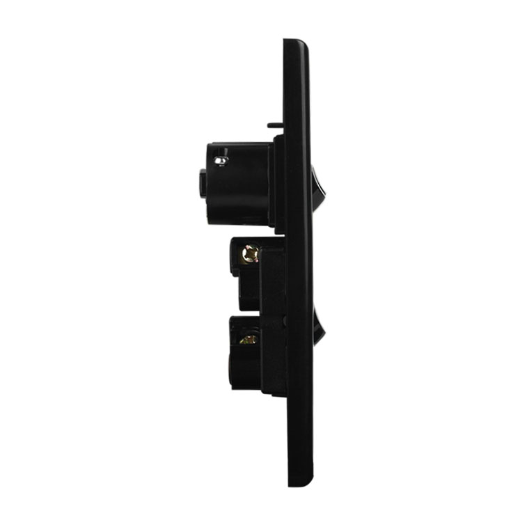 Single Power Point with 2 Extra Switches - VERTICAL BLACK - Image 4