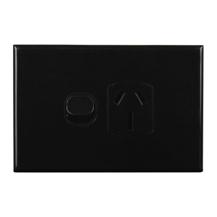 Single GPO 10A 240V AC BLACK | GEO Series