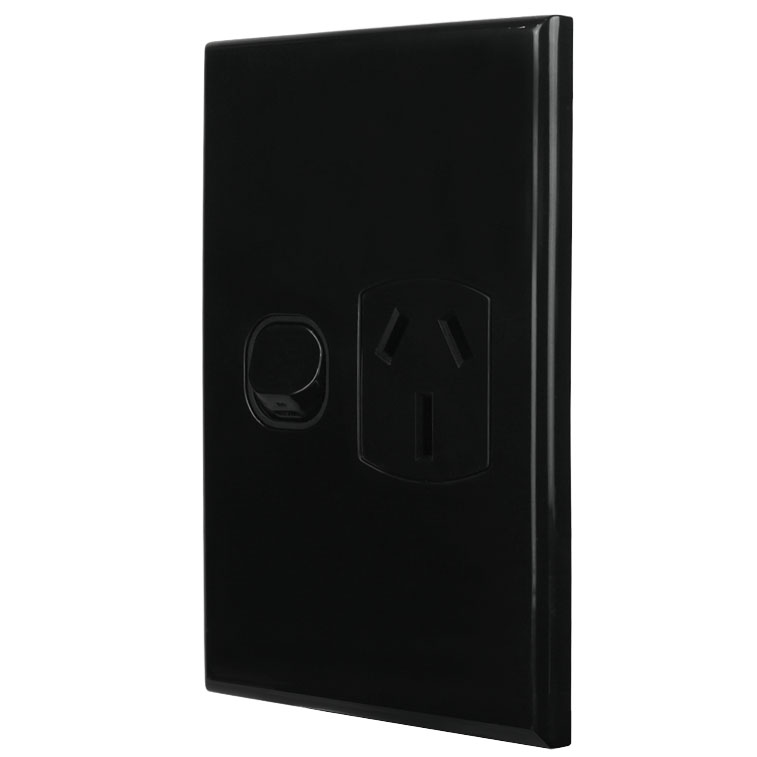 Single Power Point 15A - VERTICAL BLACK - Image 2