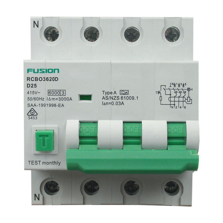 RCBO 3P+N 6kA 415V 20A D Curve - Image 2