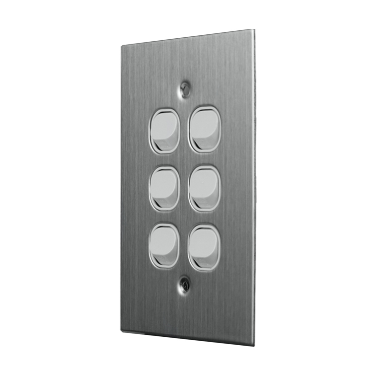 Stainless Steel Light Switch 6 Gang Vertical - Image 2