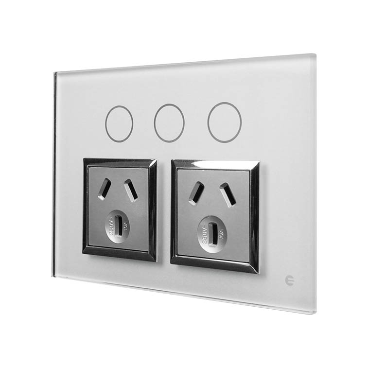 Glass Touch Power Point Double + Extra Switch I-TOUCH - Image 2