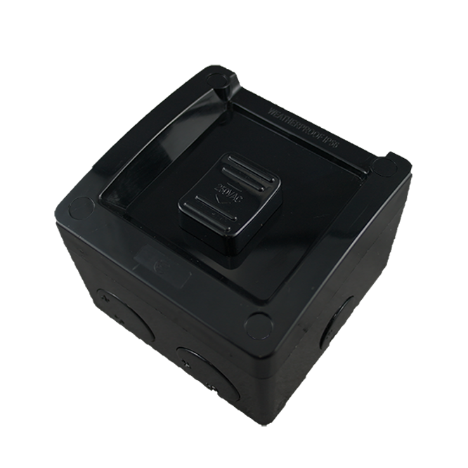 1 Gang Weatherproof Switch New Style 16A 250V AC IP53 BLACK