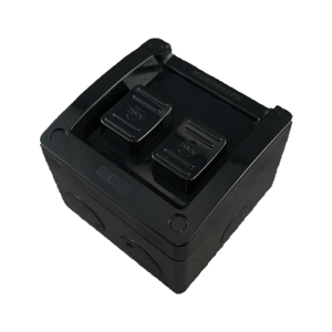 2 Gang Weatherproof Switch New Style 16A 250V AC IP53 BLACK